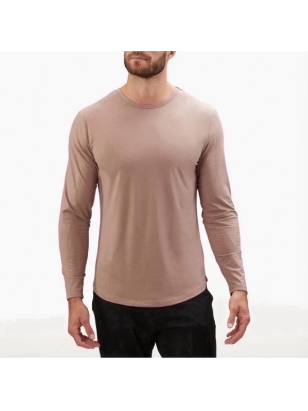Cuts men’s AO Long-sleeve tee-Shirt/Top Sz XL Curve Hem Mauve lightweight